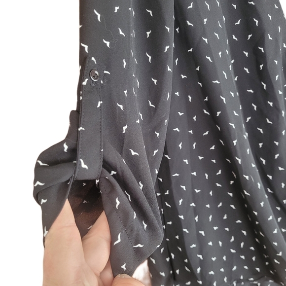 Staccato Black with White Bird Print Blouse S - Picture 7 of 8